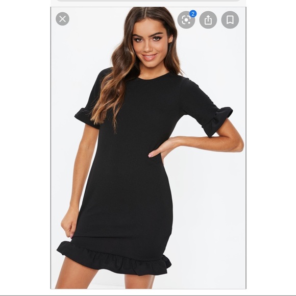 Missguided Dresses & Skirts - LBD Mini Ruffle Bell Sleeve Dress